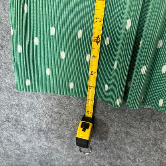 ASOS DESIGN Plisse Tie Front Jumpsuit in Green White Polka Dot Wide Leg Size 12P - Picture 5 of 10